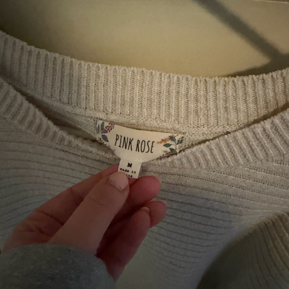Pink Rose Soft Tan Ribbed Sweater - Picture 2 of 3